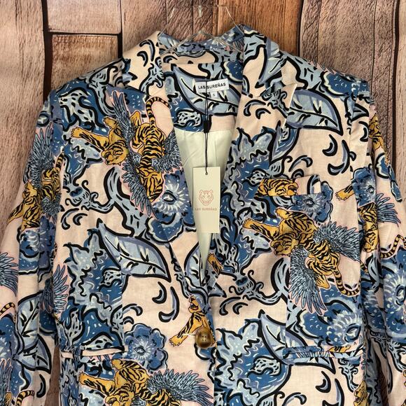 Las Sureñas Blazer Flying Tiger Floral Linen Cotton Small NWT Artwear Artistic - Picture 3 of 10